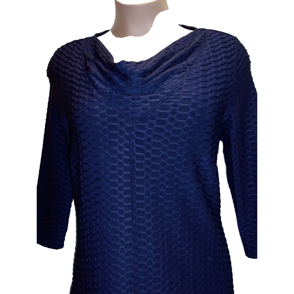 Evans Lagenlook Blue Textured Cowl Neck Women's Sharkbite Tunic Top Plus 18 NWT